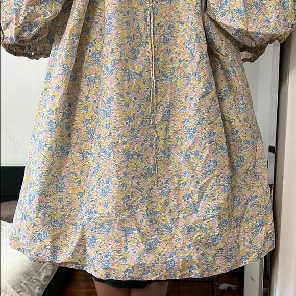 For Love & Lemon floral Puff Sleeve babydoll mini Dress XS - Picture 3 of 11